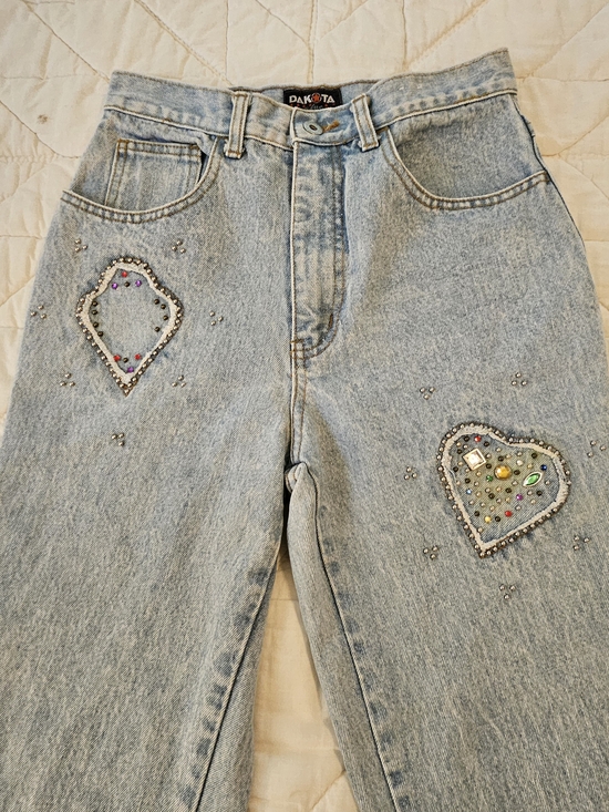 Dakota Blue Denim - Dakota Blue Stonewashed Skinny Ankle Rhinestone Accented Jeans- Size 9